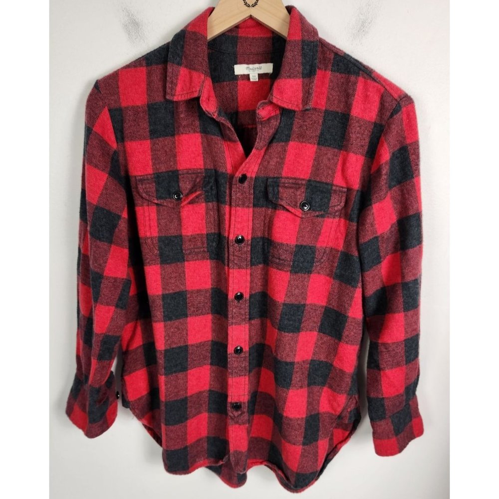 Madewell Women's Sz. XS Black & Red Buffalo Check Flannel Button Up Shirt